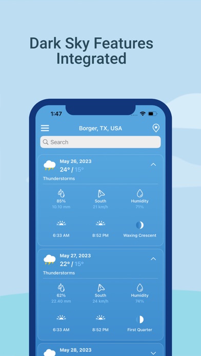 Dark Sky Tech Weather App スクリーンショット